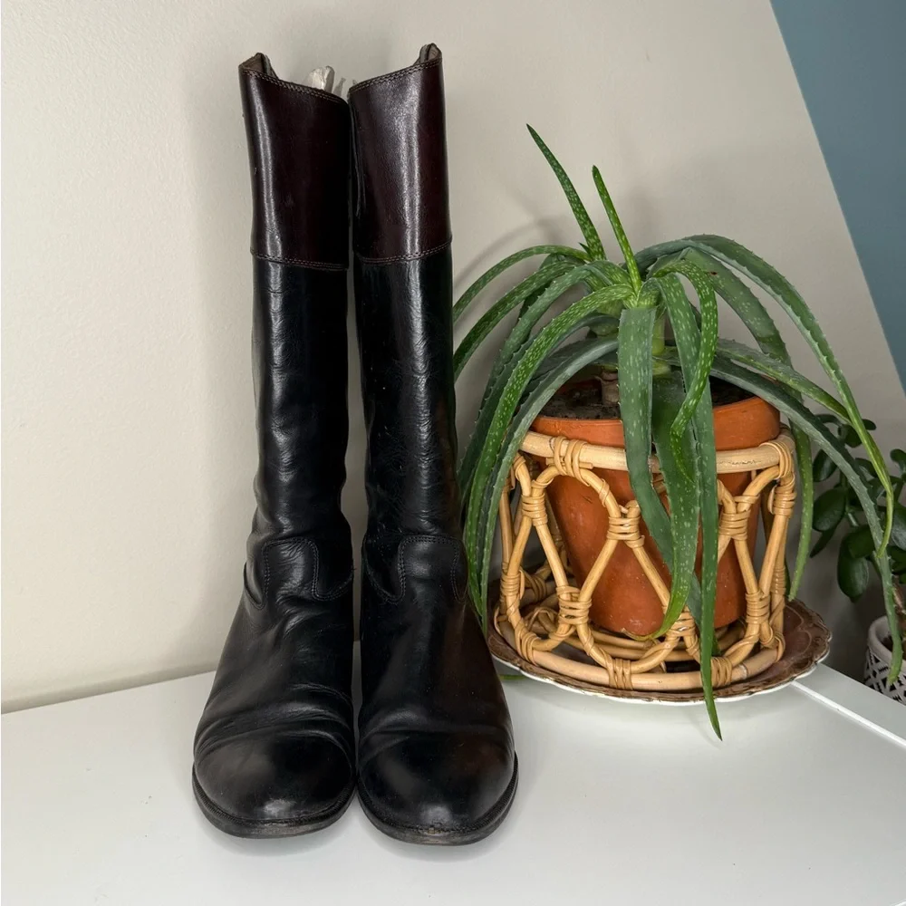 Joan & David Italian Leather Riding Boots 37.5 /7.5 Vintage Knee High Equestrian - Picture 3 of 10